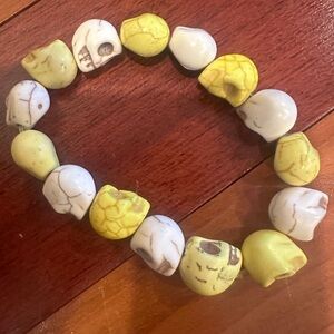 Yellow & white skull bracelet